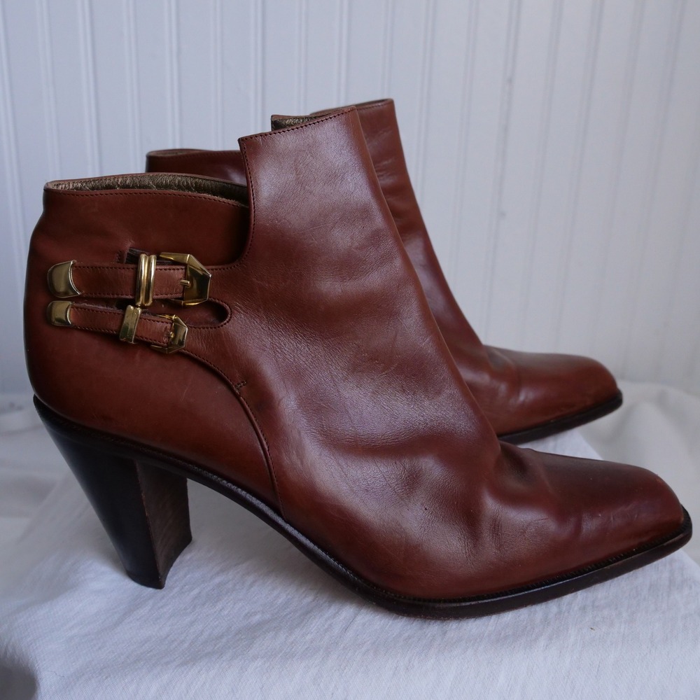 Great vintage 90s Via‎ Spiga brown leather booties - Picture 8 of 8